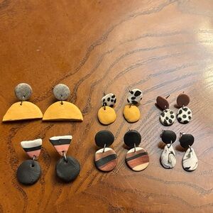 Colorful Hand painted Earrings Sets Bundle of 6